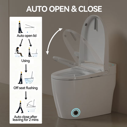 Unique Smart Toile, One Piece Toilet with Bidet Built In,Intelligent Toilet Auto Open/Close Seat. Bidet toilet with Dryer and Warm Water.WHITE image 8