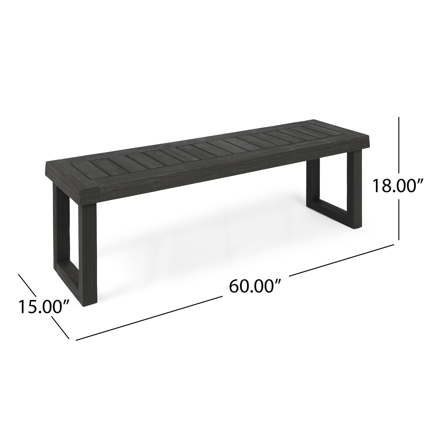 Outdoor Acacia Wood Dining Bench,Dark Grey image 4