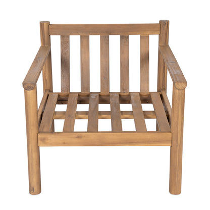 28" Mid-Century Modern Acacia Wood Outdoor Patio Chair, Weather-Resistant Deep Seating Lounge Chair with Bolster Pillow & Thick Cushions, Solid Wood Frame Accent Chair for Backyard, Poolside & Deck image 8