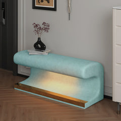 Luxury Entryway Bench Leather Ottoman with LED Sensor Light