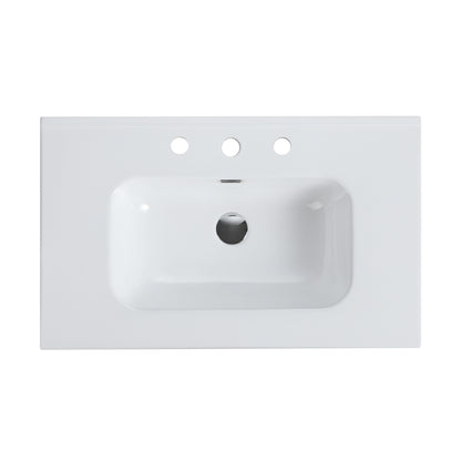 BB0930Y331, Integrated white ceramic basin with three predrilled faucet holes, faucet and drain assembly NOT included image 9