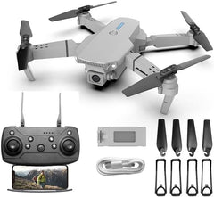 E88 Drone With Dual Camera, Mobile App Control, Indoor Flying Toy RC Plane With Video Function - Ideal Gift For Beginners, Christmas Halloween Thanksgiving Birthday Gift (Black+Dual Batteries)