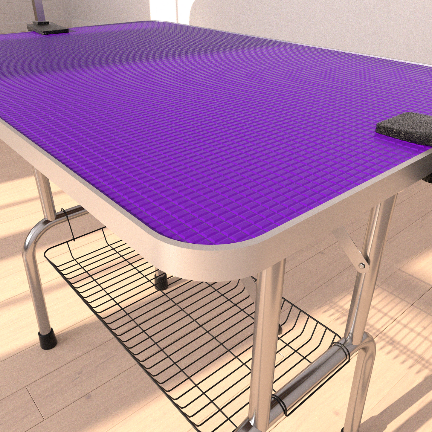 36" Folding Dog Pet Grooming Table Stainless Steel Frame Rubber Mat on Board with Adjustable Arm and Clamps pet dog Cat Grooming Table (PURPLE COLOR) image 12