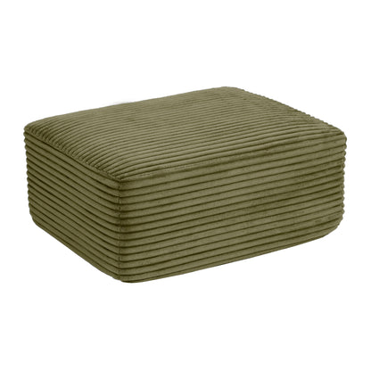 Corduroy Ottoman, Upholstered Cloud Ottoman for Boneless Couch in A Box, Compressed Memory Foam Footrest No Assembly Require,Green image 6