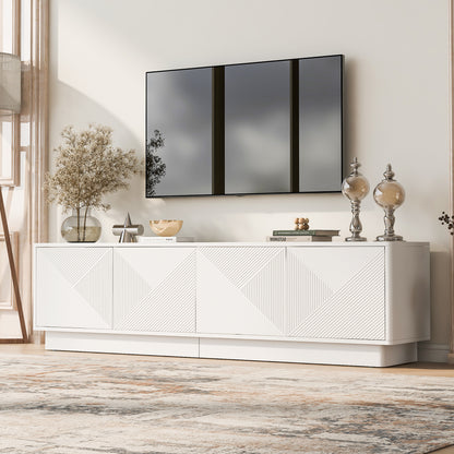 U-Can Stylish 4-Door Wave Design Cabinet with Adjustable Shelves & LED Accent image 2