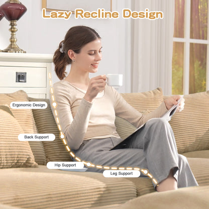 54.3" Oversized Cloud Modular Sectional Couch,Extra-Thick Armrests Good Resilience Cushions Ergonomic Design Premium Soft Corduroy Fabric,Easy Assembly For Living Rooms Study,Camel image 5