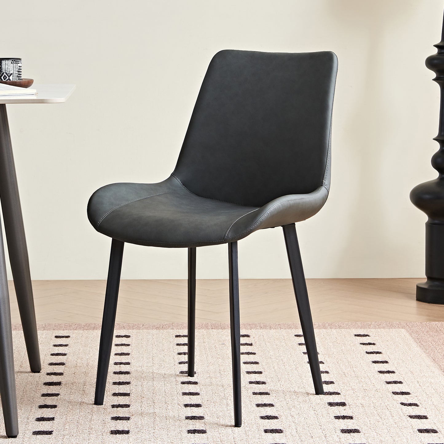 Grey PU Leather & Iron Leg Dining Chairs (2-Piece) image 1
