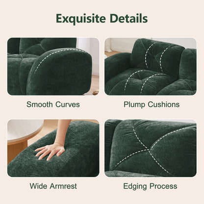 2-seater Tufted Sofa Couches With boneless Sofa,Soft Velvet Fabric,Bottom Anti-Slip Design,32D High Density Sponge,Ergonomic Design Bottom,No Assembly Required,Fits Living Rooms,Green image 5