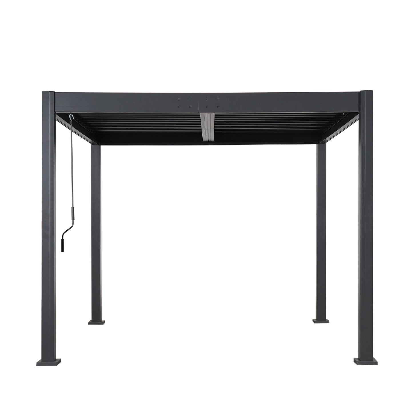 Byron Black Outdoor Pergola Aluminum with Adjustable Louvered Roof image 4