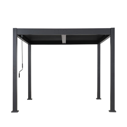 Byron Black Outdoor Pergola Aluminum with Adjustable Louvered Roof image 4