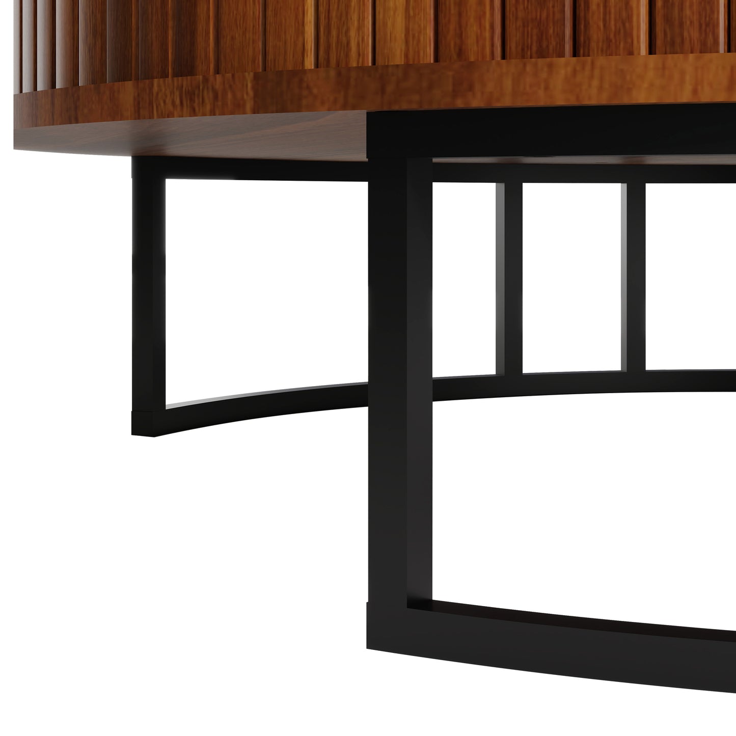 31.5" Round Coffee Table with Storage,Fluted Lift Top Center Table, Midcentury Modern Flip-top Curved Table for Living Room,Walnut image 7