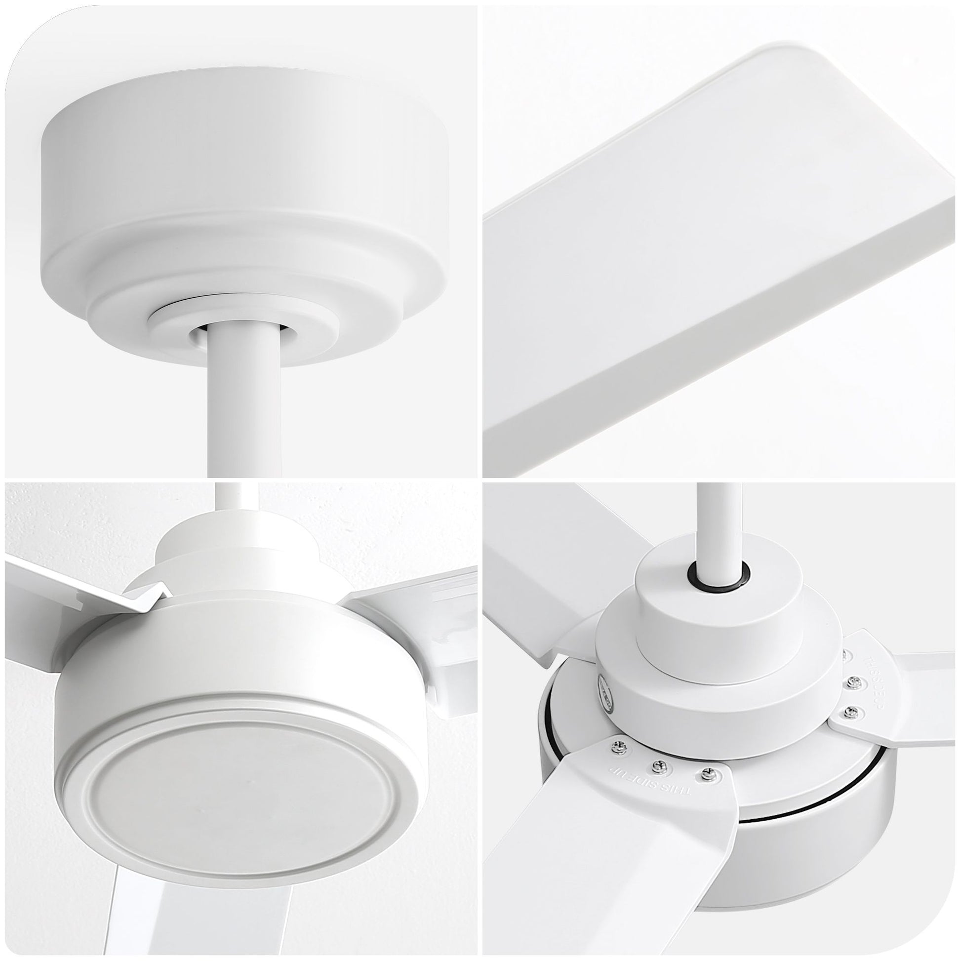 52" Ceiling Fan Without Light, 3 ABS Blades Farmhouse Ceiling Fan with Remote Control 6-speed Reversible DC Motor White  image 2