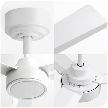 52" Ceiling Fan Without Light, 3 ABS Blades Farmhouse Ceiling Fan with Remote Control 6-speed Reversible DC Motor White  image 2