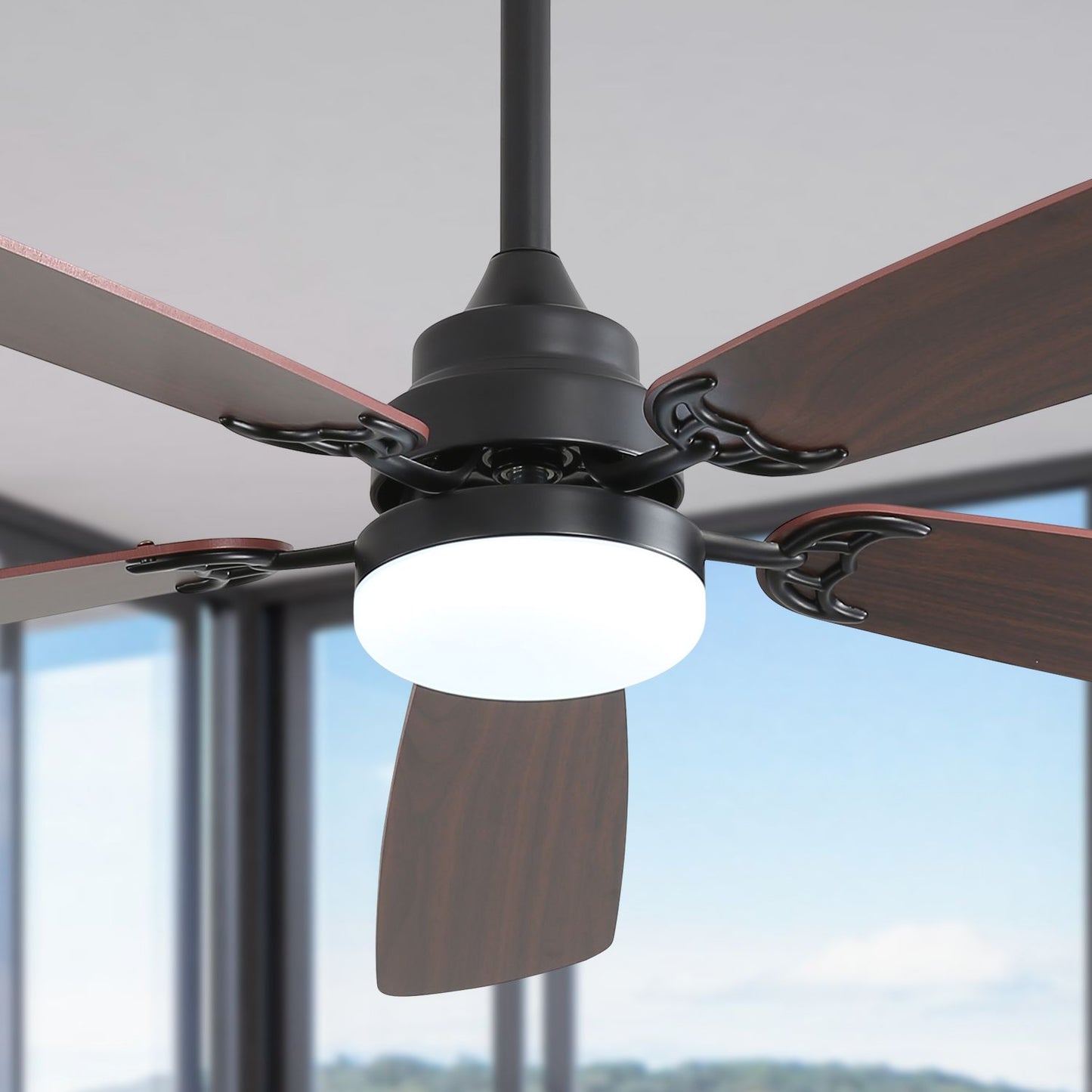 52 Inch Classics Ceiling Fan With Led Light 6 Speed Wind 5 Blades Remote Control DC Motor For Indoor image 2