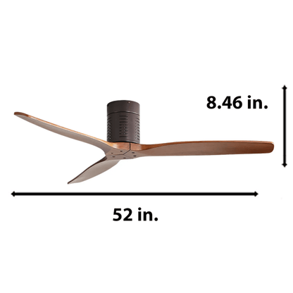 52 inch Flush Mount Ceiling Fan with Remote Control, 3 Reversible Wood Blades Noiseless DC Motor Ceiling Fan without Lig image 7