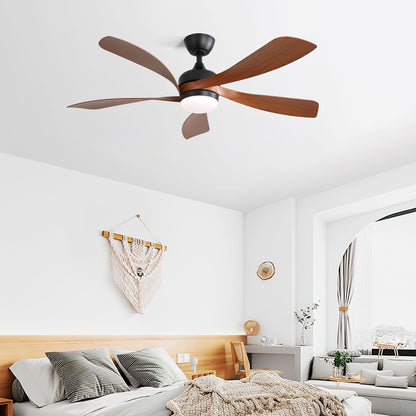52 Inch Indoor Ceiling Fan With 3 Color Dimmable 5 ABS Blades Remote Control Reversible DC Motor Black With Led Light image 4