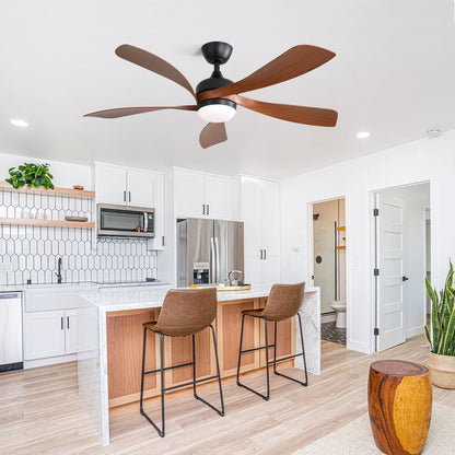 52 Inch Indoor Ceiling Fan With 3 Color Dimmable 5 ABS Blades Remote Control Reversible DC Motor Black With Led Light image 3