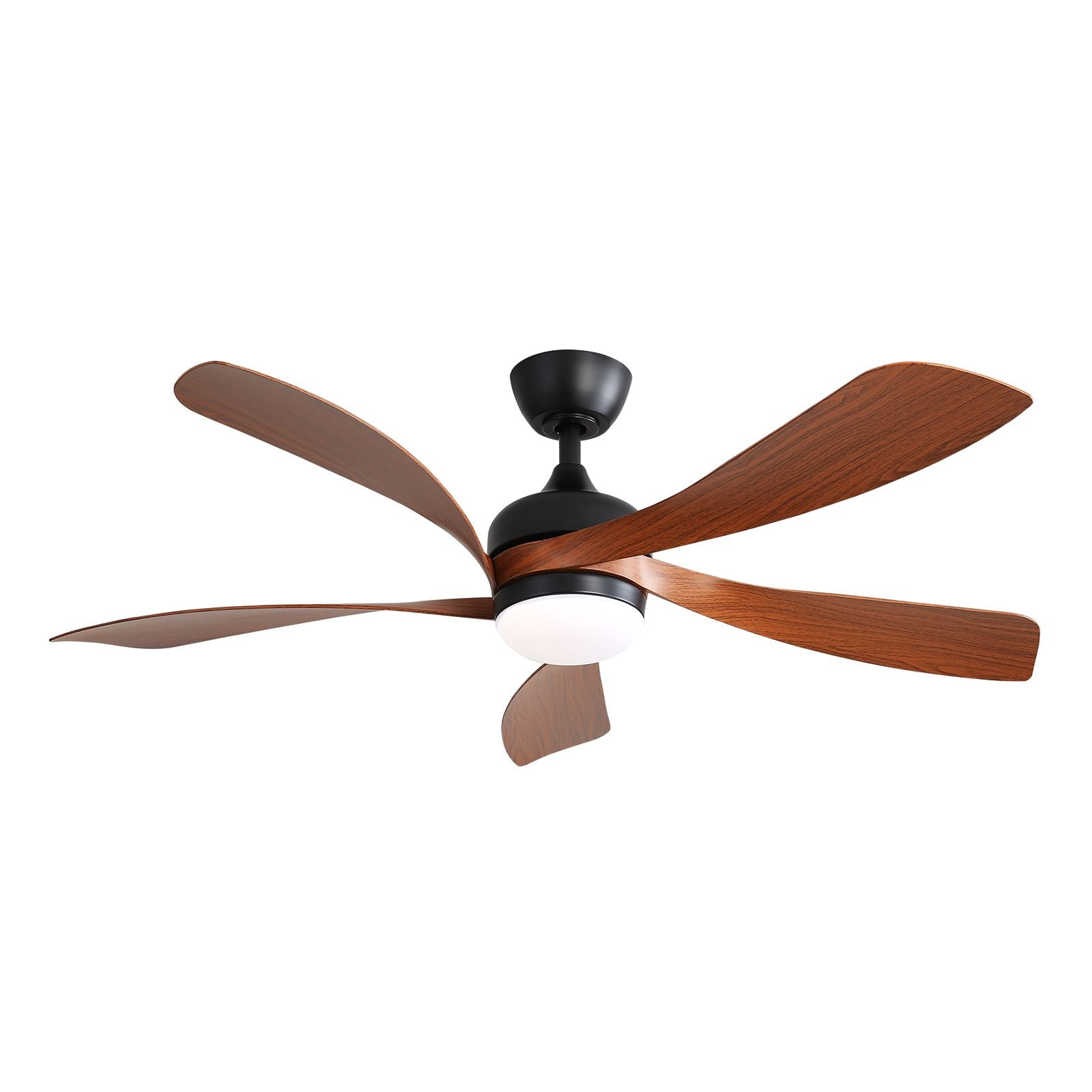 52 Inch Indoor Ceiling Fan With 3 Color Dimmable 5 ABS Blades Remote Control Reversible DC Motor Black With Led Light image 1