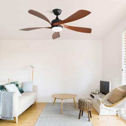 52 Inch Indoor Ceiling Fan With 3 Color Dimmable 5 ABS Blades Remote Control Reversible DC Motor Black With Led Light image 5