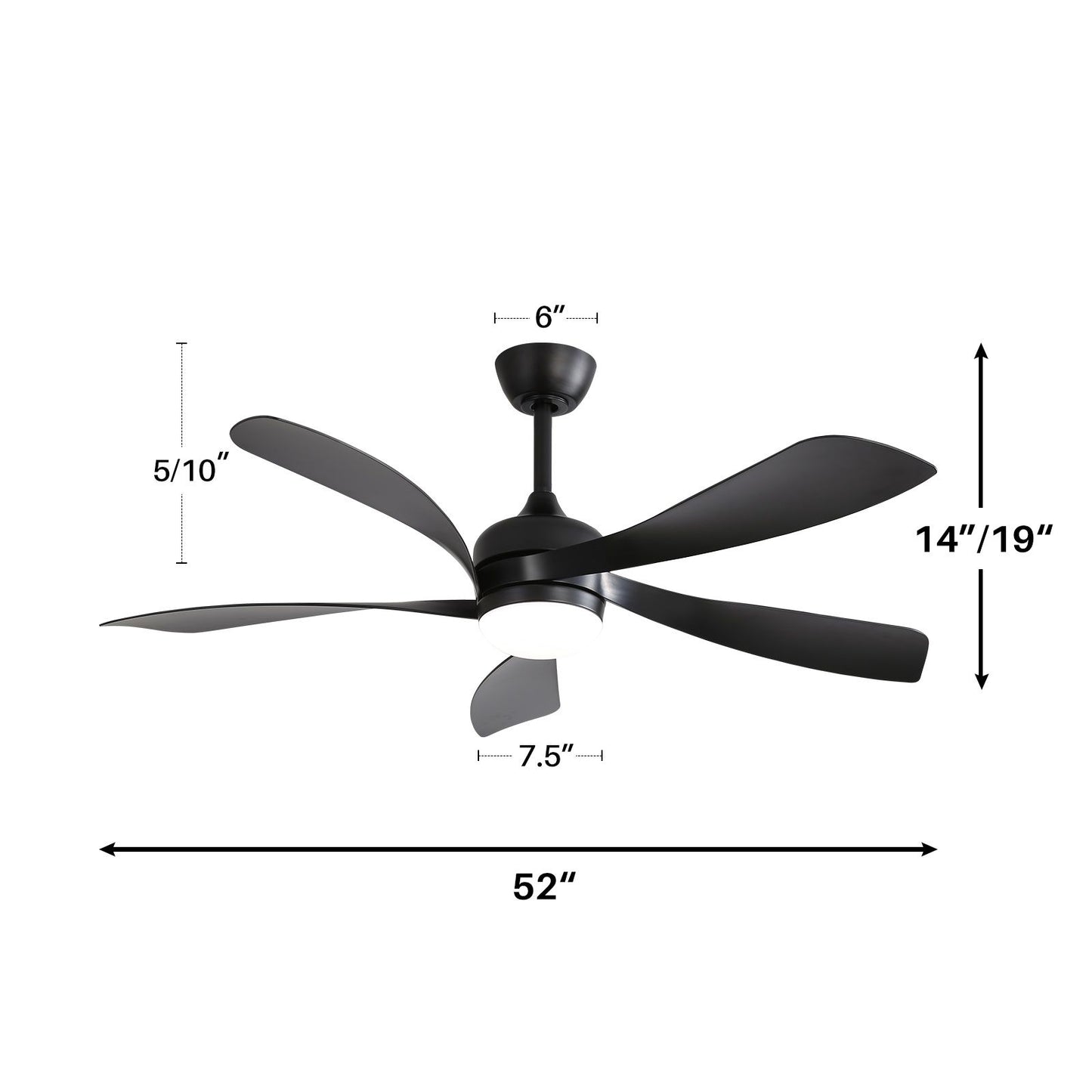 52 Inch Modern Ceiling Fan With 3 Color Dimmable 5 ABS Blades Remote Control Reversible DC Motor With Led Light image 7
