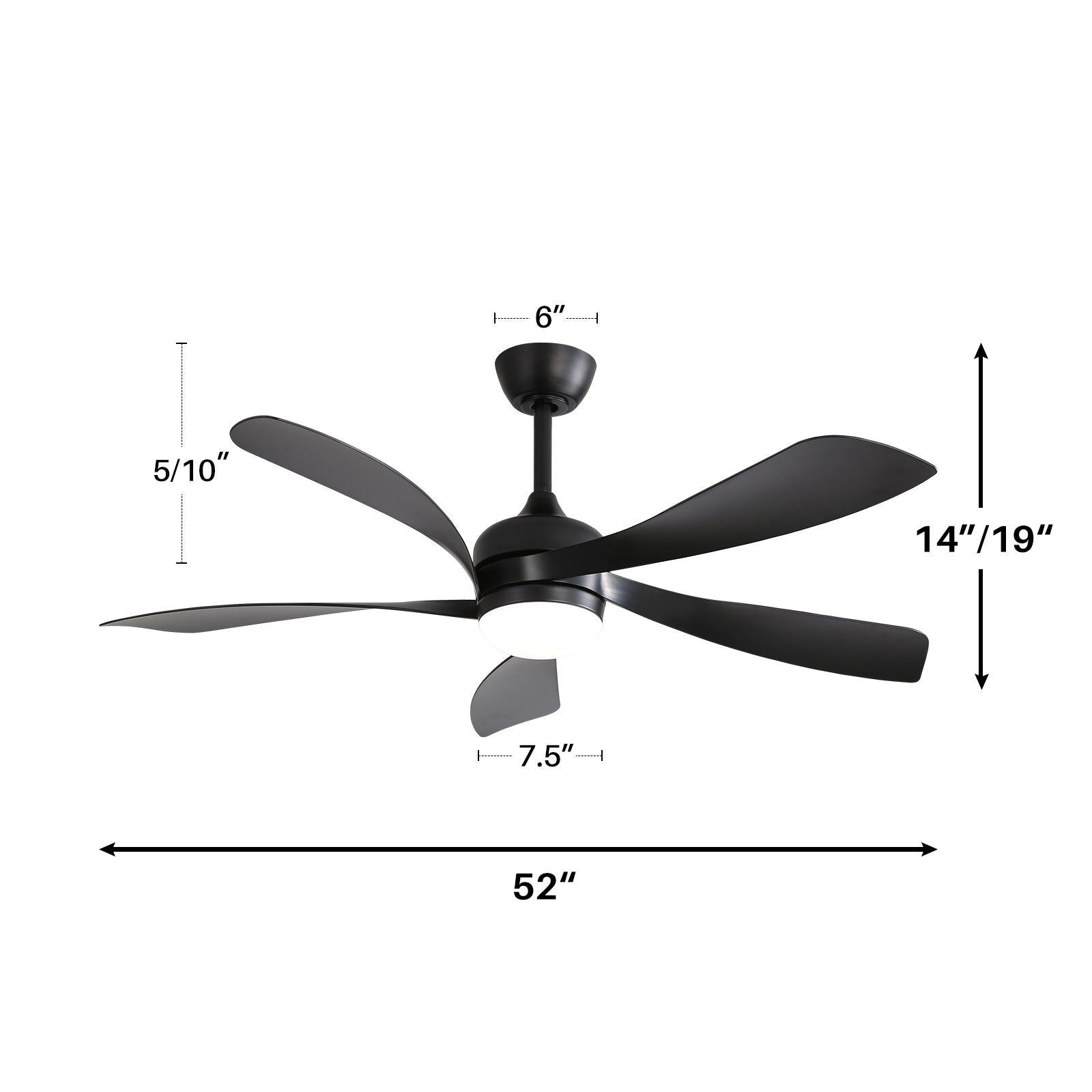 52 Inch Modern Ceiling Fan With 3 Color Dimmable 5 ABS Blades Remote Control Reversible DC Motor With Led Light image 7
