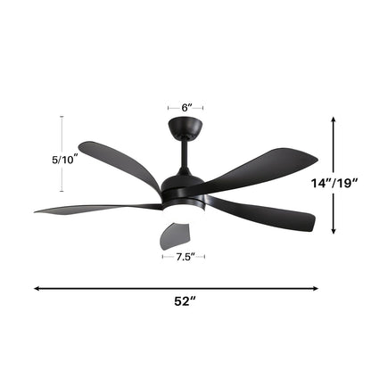 52 Inch Modern Ceiling Fan With 3 Color Dimmable 5 ABS Blades Remote Control Reversible DC Motor With Led Light image 7