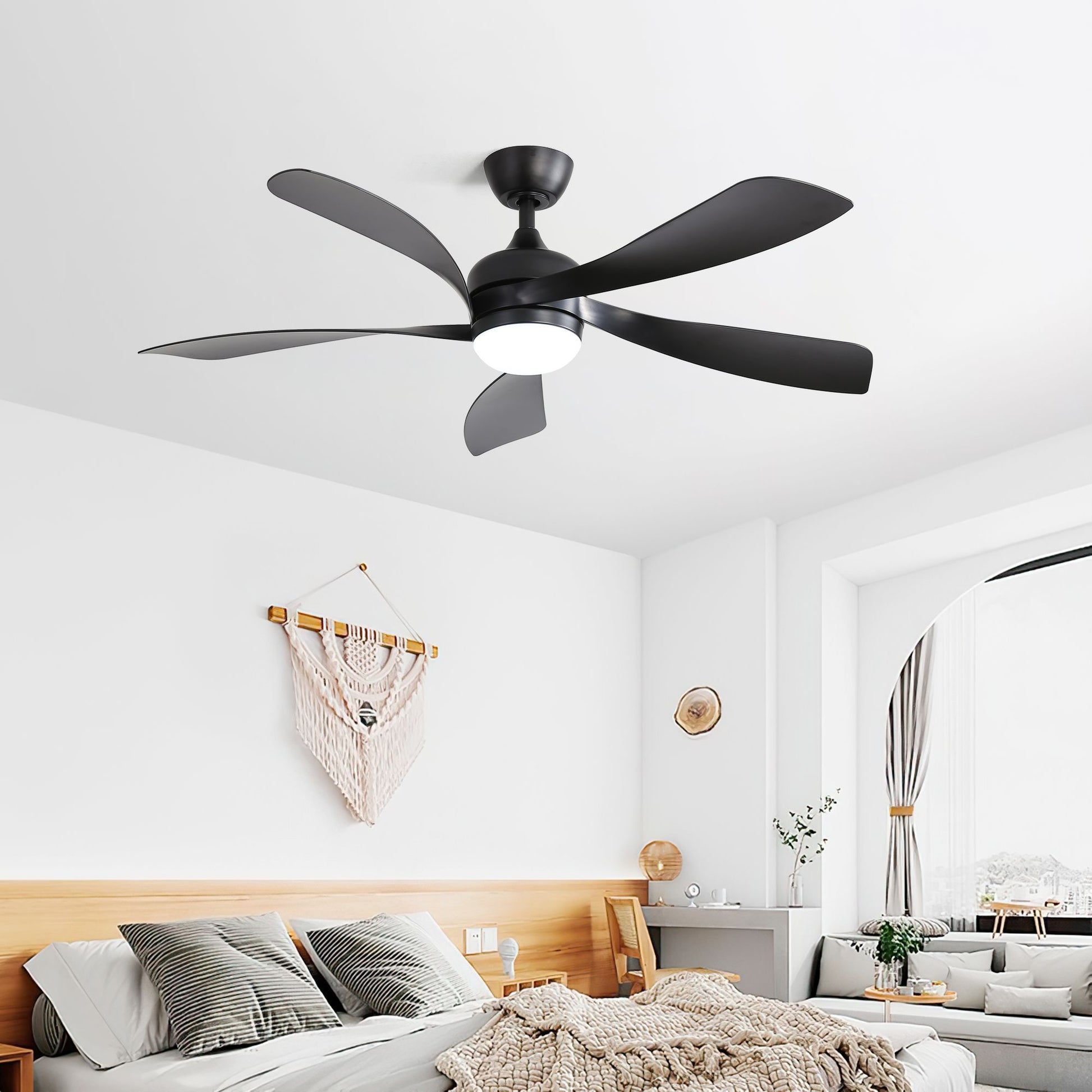 52 Inch Modern Ceiling Fan With 3 Color Dimmable 5 ABS Blades Remote Control Reversible DC Motor With Led Light image 2
