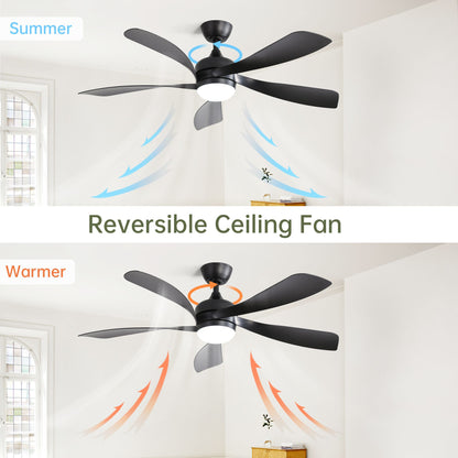 52 Inch Modern Ceiling Fan With 3 Color Dimmable 5 ABS Blades Remote Control Reversible DC Motor With Led Light image 6
