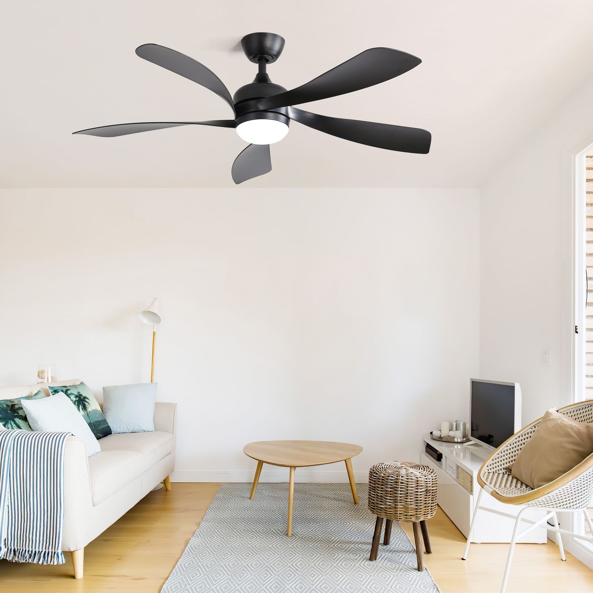 52 Inch Modern Ceiling Fan With 3 Color Dimmable 5 ABS Blades Remote Control Reversible DC Motor With Led Light image 3