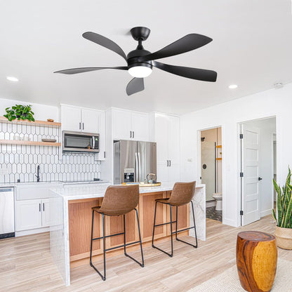 52 Inch Modern Ceiling Fan With 3 Color Dimmable 5 ABS Blades Remote Control Reversible DC Motor With Led Light image 5