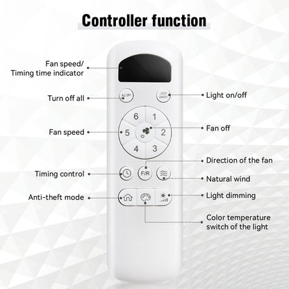 52 Inch Modern Ceiling Fan With 3 Color Dimmable 5 ABS Blades Remote Control Reversible DC Motor With Led Light image 8