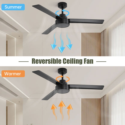 52" Outdoor Ceiling Fan Without Light, 3 ABS Blades Farmhouse Ceiling Fan with Remote Control 6-speed Reversible DC Moto image 5