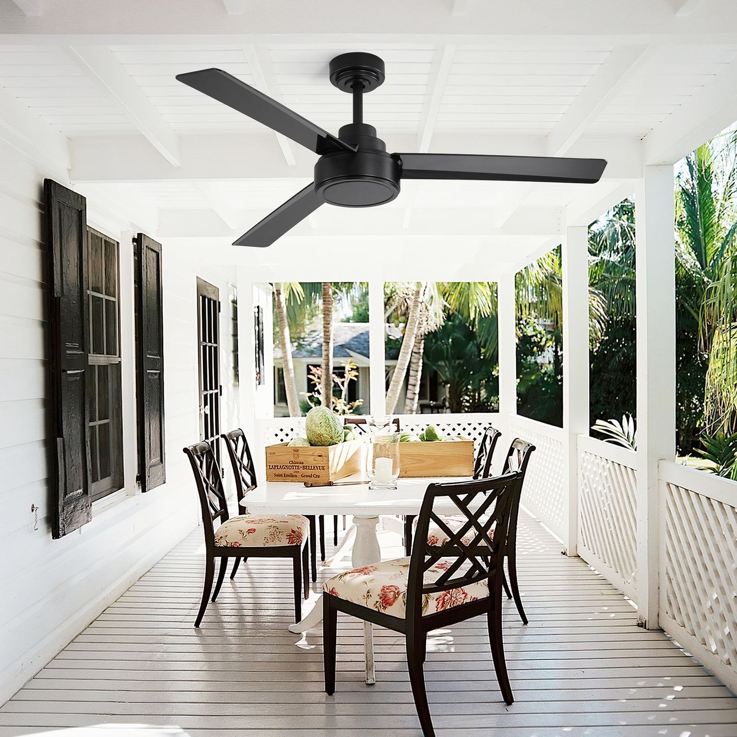 52" Outdoor Ceiling Fan Without Light, 3 ABS Blades Farmhouse Ceiling Fan with Remote Control 6-speed Reversible DC Moto image 3