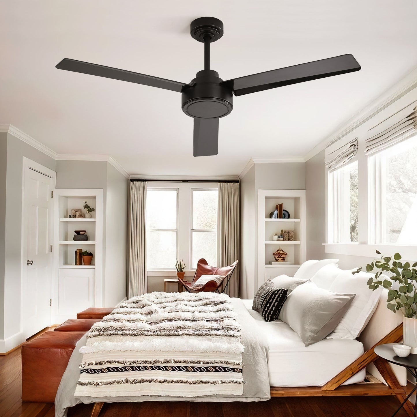 52" Outdoor Ceiling Fan Without Light, 3 ABS Blades Farmhouse Ceiling Fan with Remote Control 6-speed Reversible DC Moto image 6