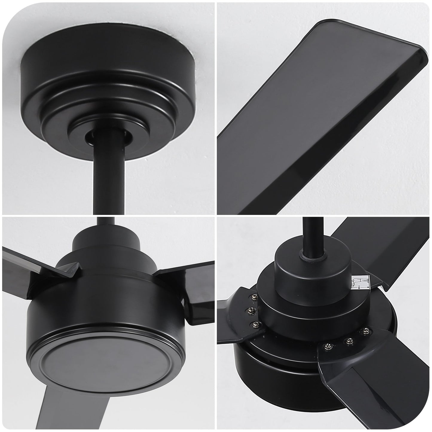 52" Outdoor Ceiling Fan Without Light, 3 ABS Blades Farmhouse Ceiling Fan with Remote Control 6-speed Reversible DC Moto image 2