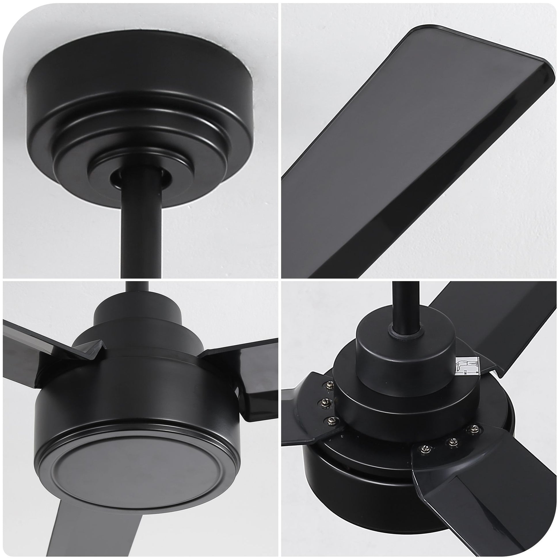 52" Outdoor Ceiling Fan Without Light, 3 ABS Blades Farmhouse Ceiling Fan with Remote Control 6-speed Reversible DC Moto image 2