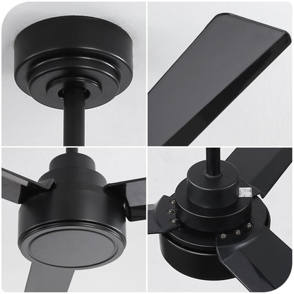 52" Outdoor Ceiling Fan Without Light, 3 ABS Blades Farmhouse Ceiling Fan with Remote Control 6-speed Reversible DC Moto image 2