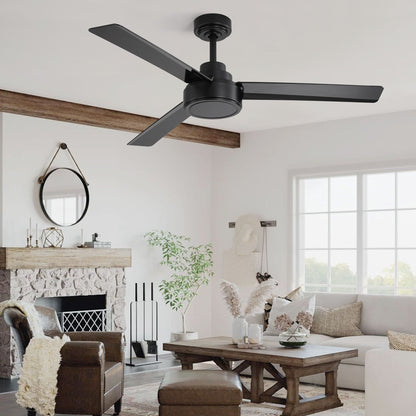52" Outdoor Ceiling Fan Without Light, 3 ABS Blades Farmhouse Ceiling Fan with Remote Control 6-speed Reversible DC Moto image 4
