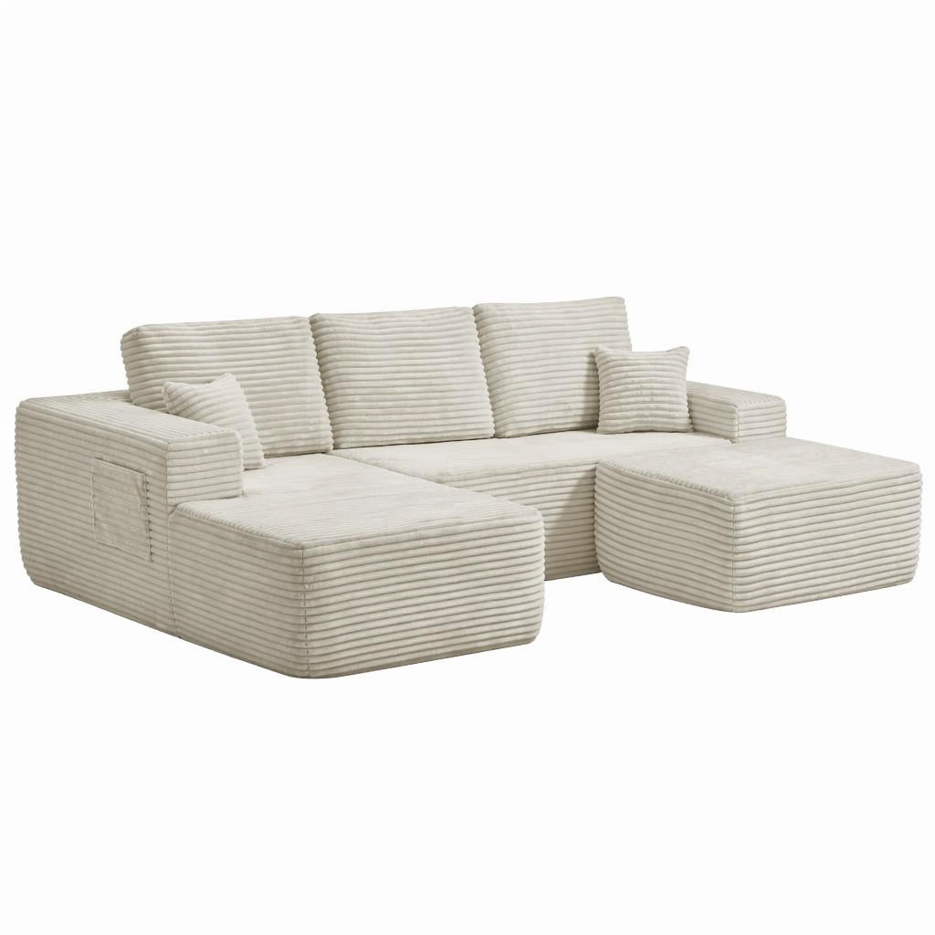 104''Cloud Sectional Couch with U-Shaped Chaise,Modern Modular Sofa with Deep Seat, Upholstered Couches for Living Room Bedroom,No Assembly Required,(Plush Fabric),Beige image 8