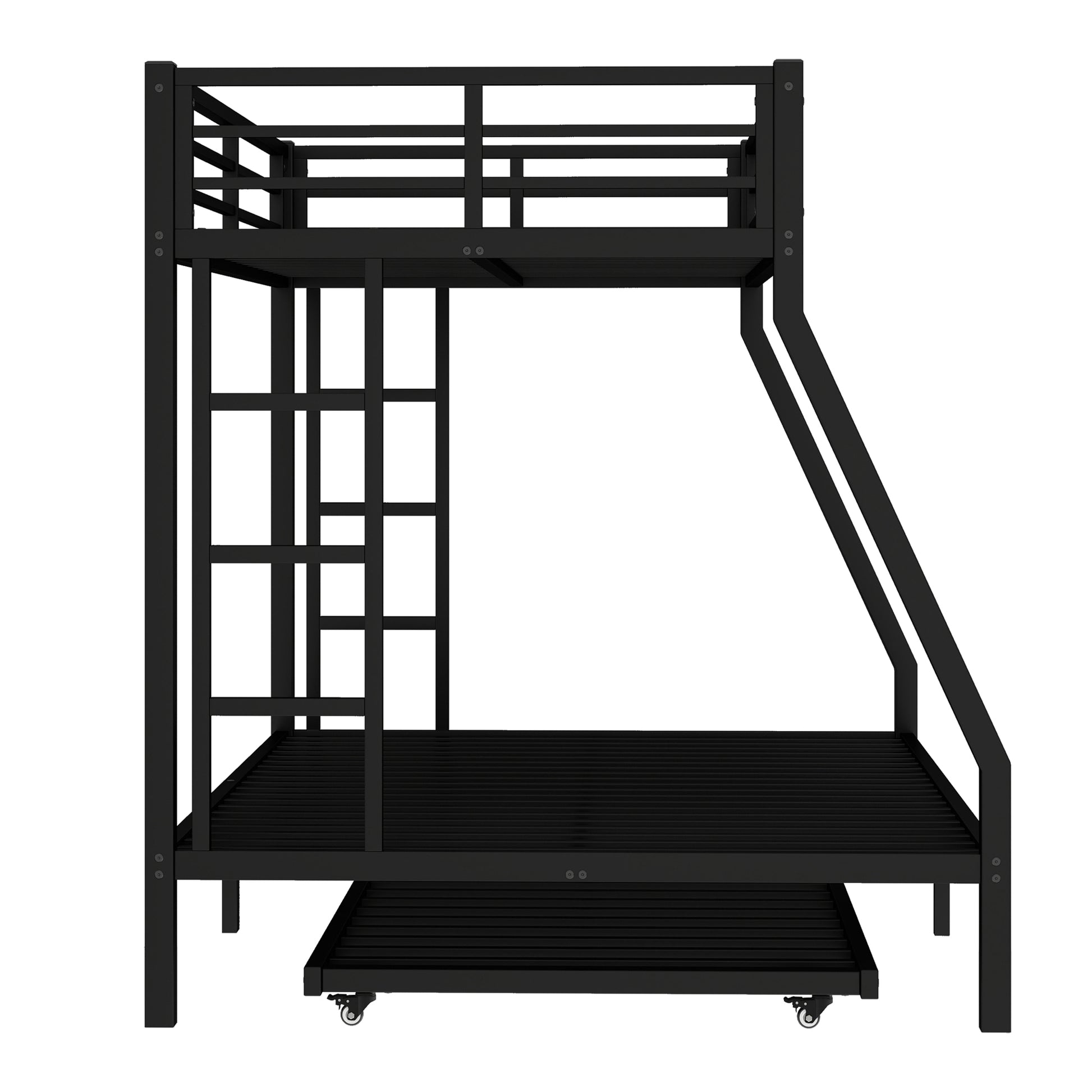 Twin over Full Metal Bunk Bed with Twin Size Trundle, Black image 12