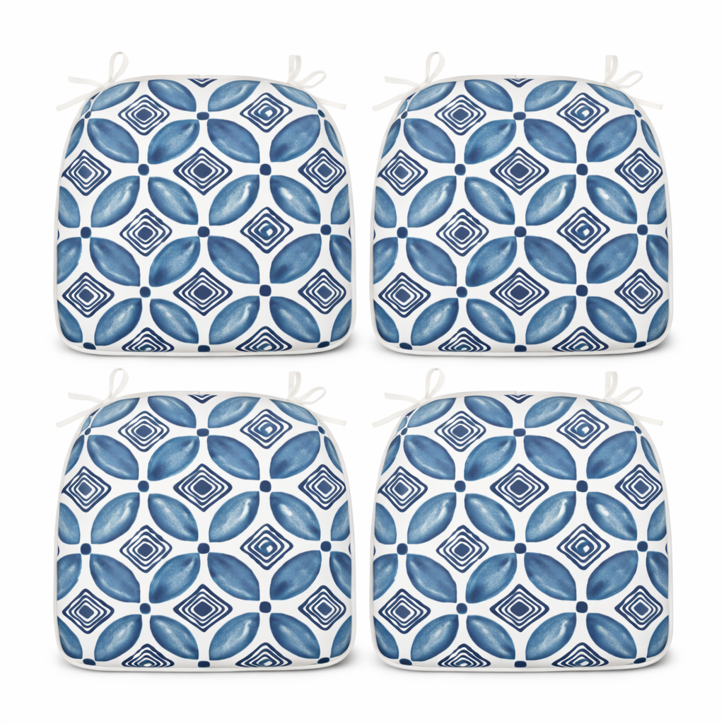 SAME ASW419P464783Outdoor Patio Chair Cushions, Water-Repellent U-Shape Thick Foam Seat Cushions with Ties, 17"x16"x2" All-Weather Cushions for Garden, Patio & Dining Chairs (Set of 4)-Soft Slate Blue image 1