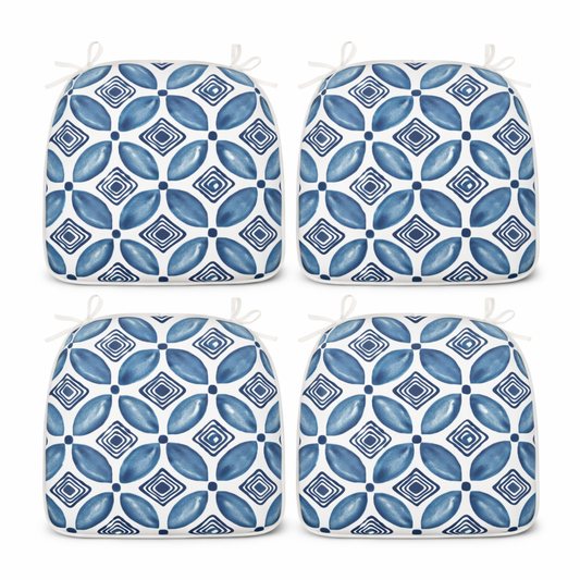 SAME ASW419P464783Outdoor Patio Chair Cushions, Water-Repellent U-Shape Thick Foam Seat Cushions with Ties, 17"x16"x2" All-Weather Cushions for Garden, Patio & Dining Chairs (Set of 4)-Soft Slate Blue image 1