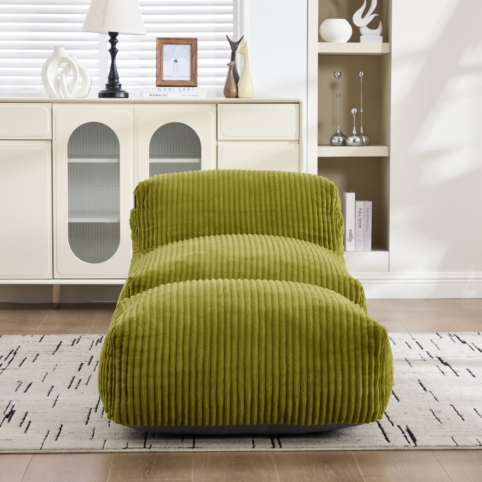 Big Bean Bag Chair for Adults,Lounger Large Bean Bag Sofa, Memory Foam Filled Beanbag Chair for Living Room, Bedroom, Balcony,Comfy Corduroy Bean Bag Chair with ottoman,Ergonomic Support & Premium Com image 6