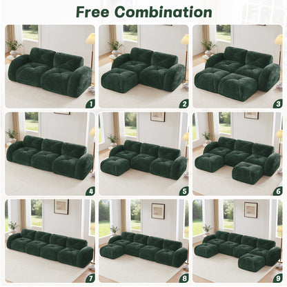 2-seater Tufted Sofa Couches With boneless Sofa,Soft Velvet Fabric,Bottom Anti-Slip Design,32D High Density Sponge,Ergonomic Design Bottom,No Assembly Required,Fits Living Rooms,Green image 7