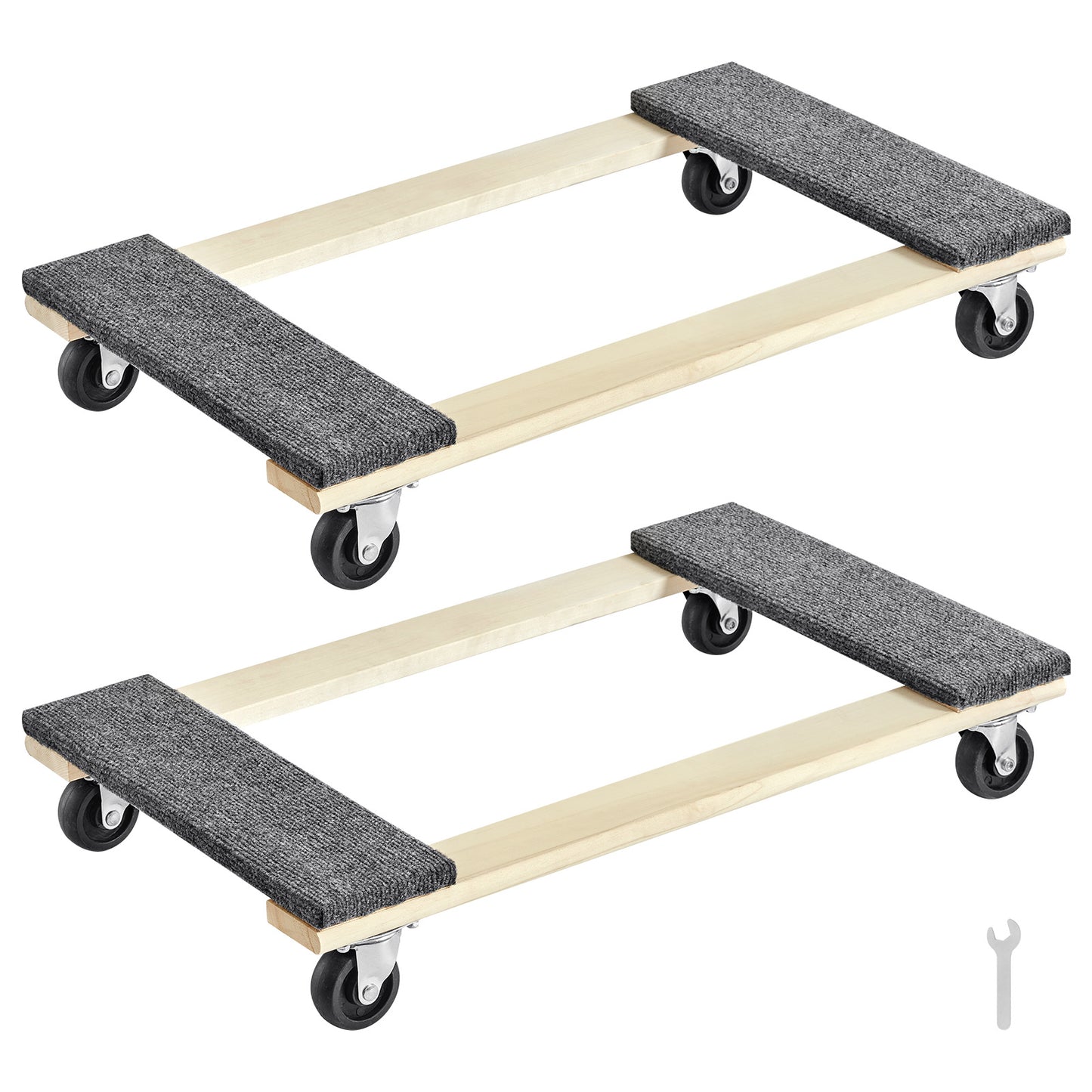 Furniture Dolly, 1000 lbs Each Load Capacity, 2 Packs, 18" x 30", 8 x 3" PP Swivel Casters, Heavy Duty Hardwood Furniture Moving Dolly, Mover's Dolly, Moving Cart with Wheels for Heavy Furniture image 11