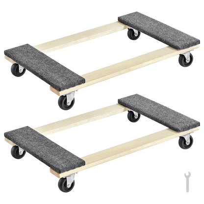 Furniture Dolly, 1000 lbs Each Load Capacity, 2 Packs, 18" x 30", 8 x 3" PP Swivel Casters, Heavy Duty Hardwood Furniture Moving Dolly, Mover's Dolly, Moving Cart with Wheels for Heavy Furniture image 11