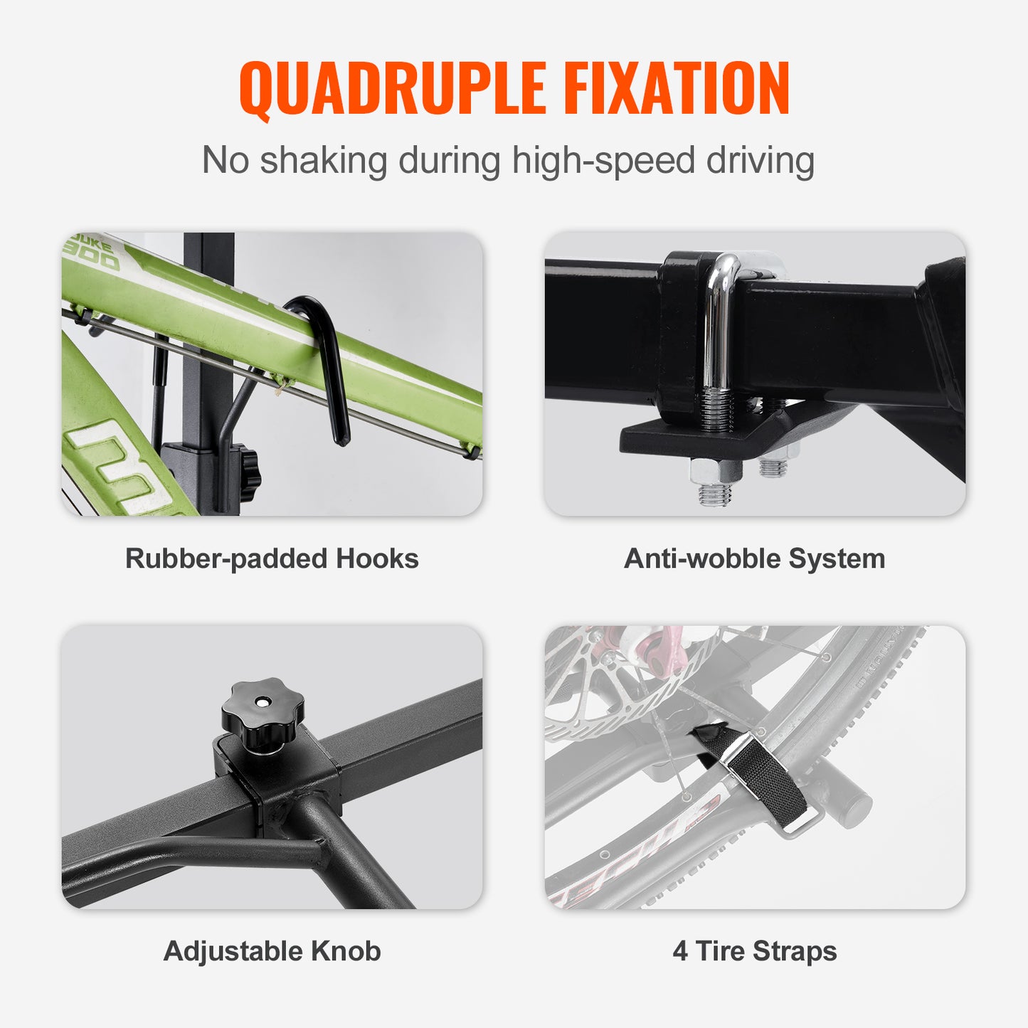 Hitch Mount Bike Rack, 2-Bike Platform Style, 80 LBS Max Capacity Bike Rack Hitch for 1.25-/2-inch Receiver, Titling and Folding Bike Carrier with Tires up to 2.4" Wide, for Car, SUV, Truck, RV image 6
