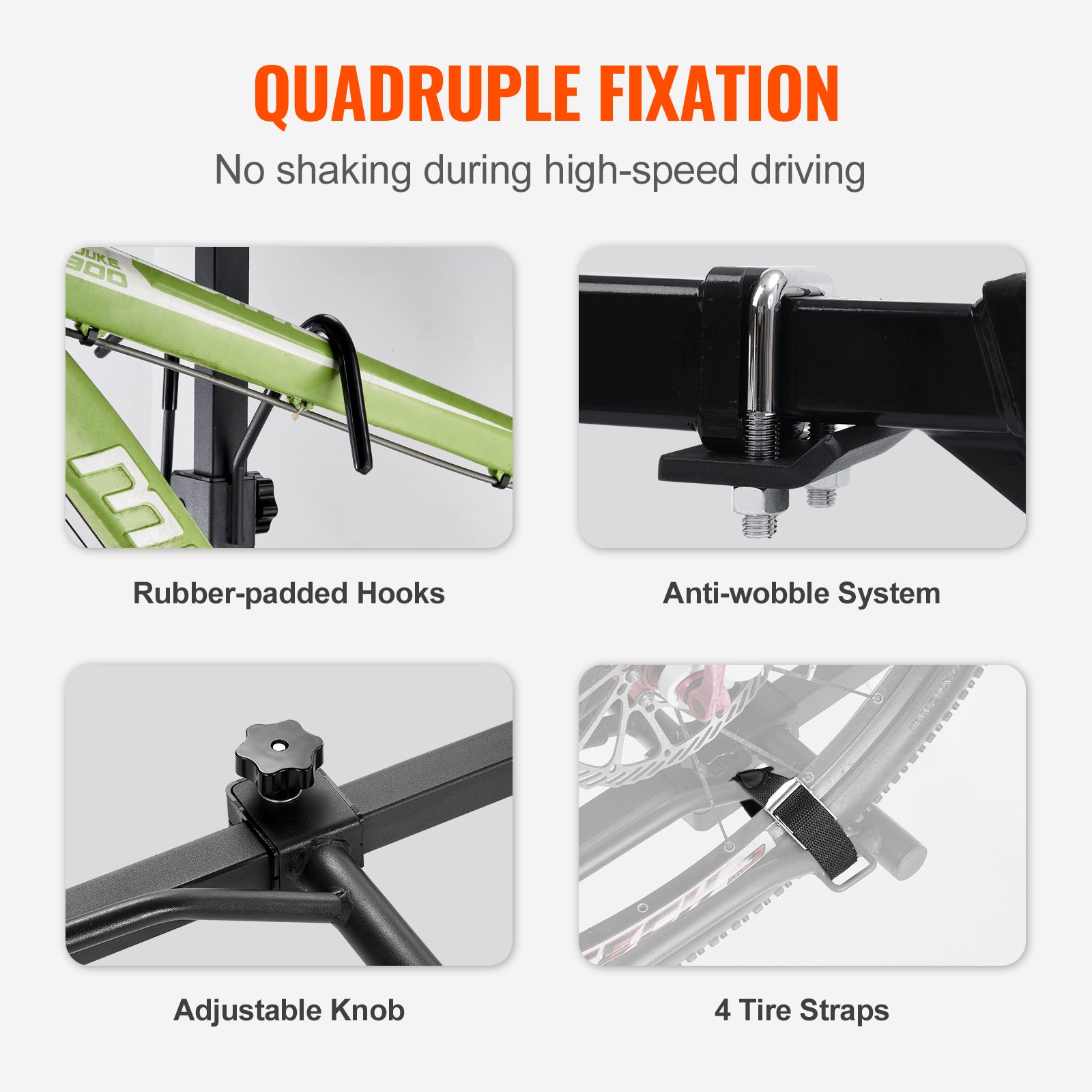 Hitch Mount Bike Rack, 2-Bike Platform Style, 80 LBS Max Capacity Bike Rack Hitch for 1.25-/2-inch Receiver, Titling and Folding Bike Carrier with Tires up to 2.4" Wide, for Car, SUV, Truck, RV image 6