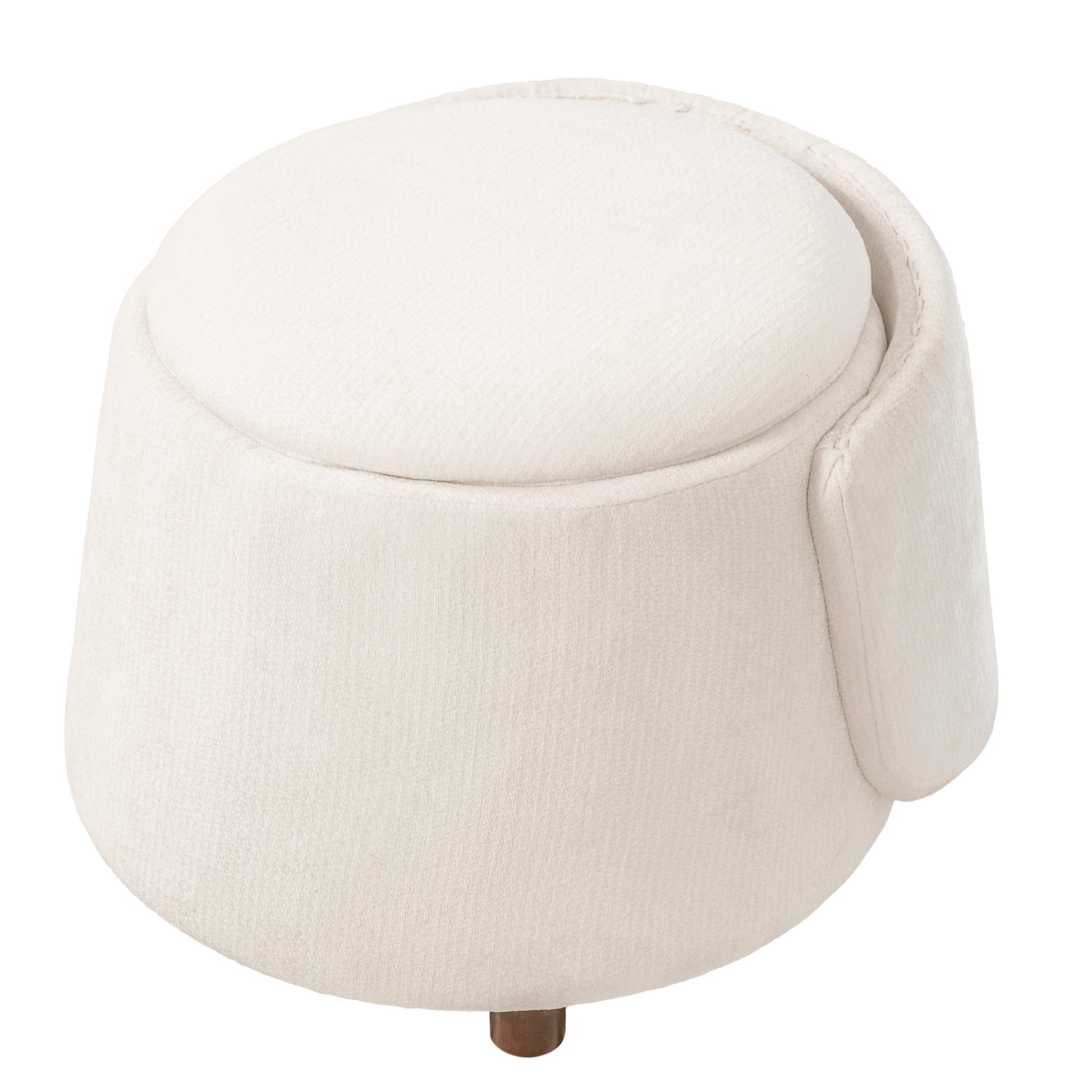 Beige Pet Friendly Chair with Hidden Pet Nook, Convertible Stool, Storage Seat, 220lbs Capacity, Acacia Wood Legs image 12