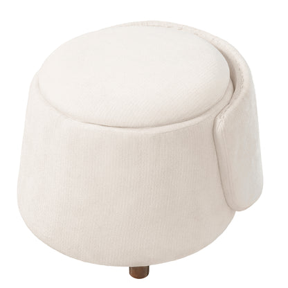 Beige Pet Friendly Chair with Hidden Pet Nook, Convertible Stool, Storage Seat, 220lbs Capacity, Acacia Wood Legs image 12